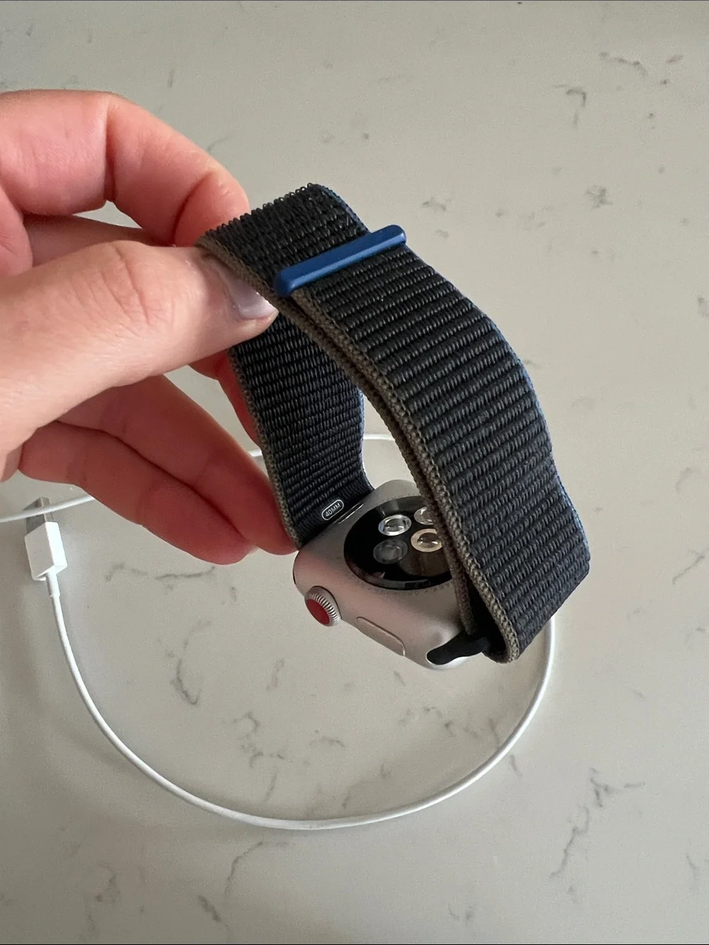Apple Watch 3 with Navy Woven Sport Loop Strap